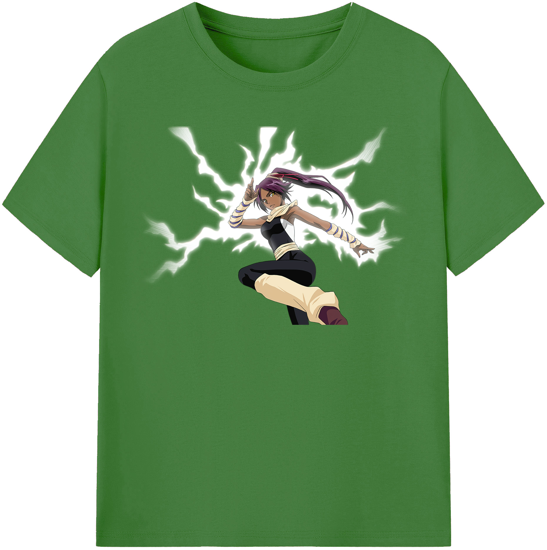 （画像用） ブリーチ 四楓院 夜一（しほういん よるいち） BLEACH Shihouin Yoruichi レディースカジュアルプリントTシャツ（綿100％）